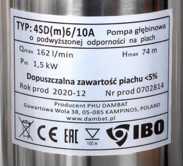 Poza Pompa submersibila IBO Dambat 4SDM6/10