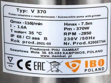 Poza Pompa apa murdara IBO Dambat V-370