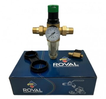Poza Reductor de presiune Roval 3/4 cu filtru si robinet pentru autocuratire