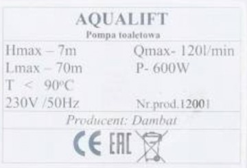 Poza EINBACH AQUALIFT – Stație de pompare WC cu macerator 600W, Debit 120 l/min, 3 intrări